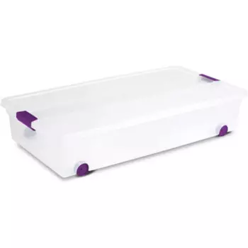 Ящик для хранения с защелкой ClearView 60 Qt, Штабелируемый ящик с крышкой с защелкой, пластиковый контейнер для хранения одежды в шкафу, Прозрачная основа