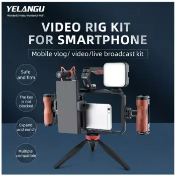 YELANGU Универсальный штатив для фотосъемки в гостиной видеостудии Vlog LED Light с двойной ручкой для iPhone 14/Pro max