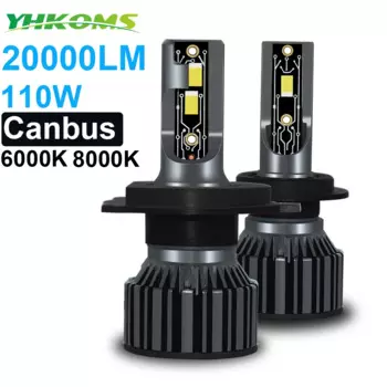 YHKOMS Автомобильные фары Canbus H4 LED H7 20000LM H11 Светодиодная лампа для автомобильных фар H1 H3 H9 9005 9006 HB3 HB4 5202 9007 H13 Противотуманные фары 12 В