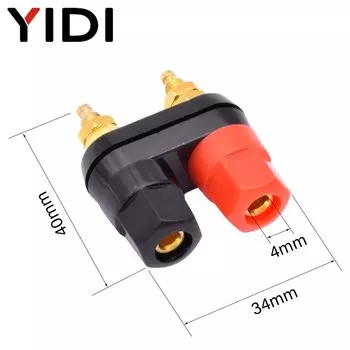 YIDI Банановые вилки 4 мм, пара, красный+черный