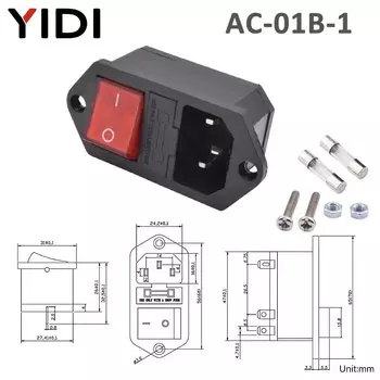 YIDI IEC 320 C13 C14 входное гнездо 250В 10А
