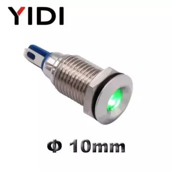 Индивидуальный Светодиодный индикатор 10 мм, фонарь для крепления на панели, Пилотная лампа янтарного, белого, синего, красного цветов, водонепроницаемая сигнальная лампа 12 В, 24 В, 110 В, 220 В