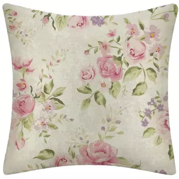 YIERNINL Квадратная наволочка из хлопка с розами 45x45 см