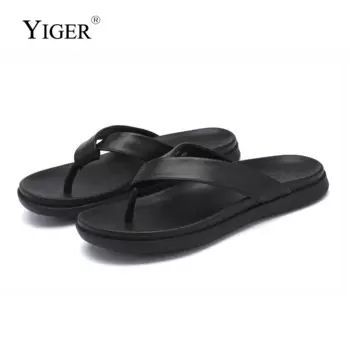YIGER/мужские вьетнамки; Уличные Нескользящие сандалии; Пляжная обувь; Летняя верхняя одежда из воловьей кожи; Мужские Тапочки