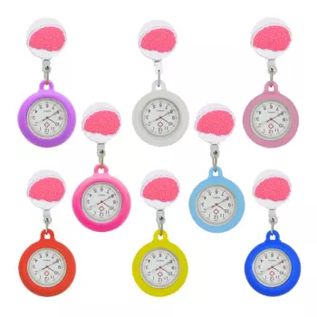 YiJia оптовая продажа 10 шт. часы для медсестер для женщин выдвижной Бейдж катушка мультфильм таблетки бутылка медицинские карманные часы с силиконовым чехлом