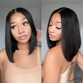 YIJIMEI 13x4 прямые парики боб, парик из человеческих волос на сетке спереди, 180% плотность, естественный цвет, бразильские парики, распродажа, 10-14 дюймов