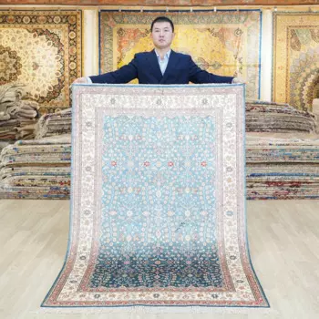 YILONG 4 'x 6' персидский шелк преимущества ковер Синий Шелковый коврик ручной работы (HF280B)