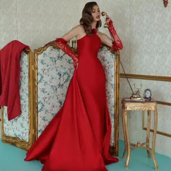 Yipeisha модное высококачественное атласное платье с бретелькой через шею