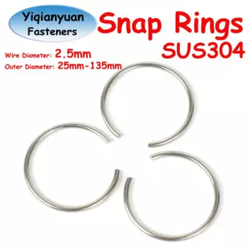 Yiqianyuan 10 шт. d0 = 2,5 мм SUS304 круглые кольца из нержавеющей стали, стопорные кольца, стопорные кольца для вала диаметром от 25 мм до 135 мм
