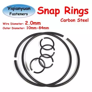 Yiqianyuan 10 шт., диаметр проволоки 2 мм, круглые защелкивающиеся кольца из углеродистой стали для фиксатора отверстий, стопорные кольца для вала, наружный диаметр = 10 мм ~ 84 мм