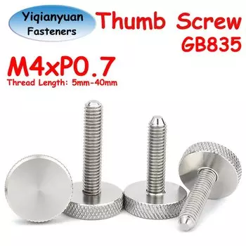 Yiqianyuan M4 GB835 DIN653 SUS304 Винт из нержавеющей стали с накатанной головкой и накатанной головкой для штор, стены, стекла, затягивающиеся вручную болты