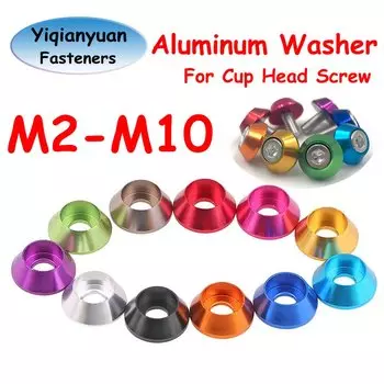 Yiqianyuan шайбы из алюминиевого сплава для винта с крышкой, шайба, многоцветные автомобильные аксессуары на радиоуправлении M2 M2.5 M3 M4 M5 M6 M8 M10