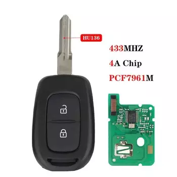 YIQIXIN умный пульт дистанционного управления для автомобиля 2B для Renault Sandero Symbol Trafic, Dacia, Logan, Lodgy, Dokker, Duster, Clio4, Master3, 433 МГц, PCF7961M