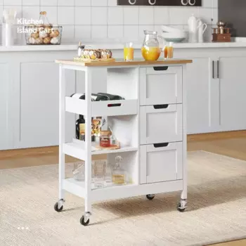 YITAHOME маленькая тележка из цельной древесины для кухонного островка на колесах с хранилищем, портативная тележка для столовой