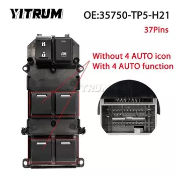 YITRUM 35750-TP5-H21 35760-T6D-H11 переключатель стеклоподъемника с левым рулем для Honda Spirior 2009-2014 Европа ACCORD CU1 2008-2012