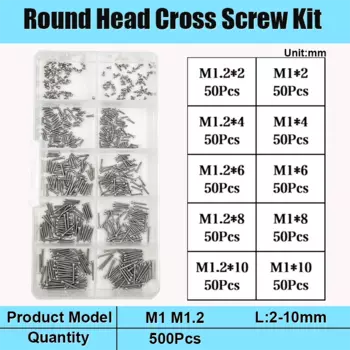 YMAX Комплект винтов и гаек из нержавеющей стали M1 M1.2 M1.6 M2 M2.5 M3