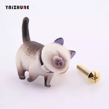 YNIZHURE мультяшная кошка, ручки шкафа, креативная полимерная мебель, латунные ручки для детской комнаты, ящики, ручки для красочного шкафа