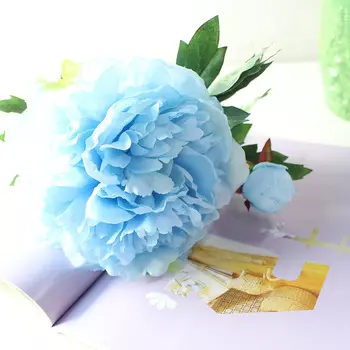 YO CHO Искусственные пионы 60 см, шелк, розовый, белый