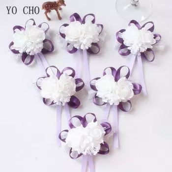 YO CHO Свадебные браслеты из шелка с цветами 15 шт.