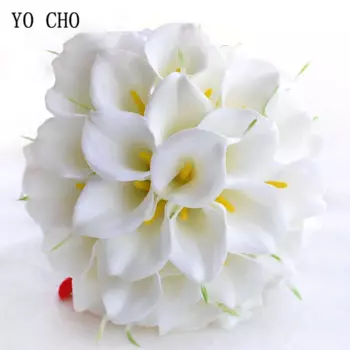 YO CHO, свадебный букет, настоящие белые каллы, искусственные цветы, свадебные букеты невесты, аксессуары для свадьбы