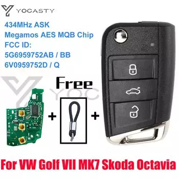 YOCASTY дистанционный ключ от машины 433 МГц Megamos MQB чип для VW Golf Mk7 Polo Tiguan Skoda Octavia Leon 2012-20175G 6959752 АБ ББ 6В 0959752 Д