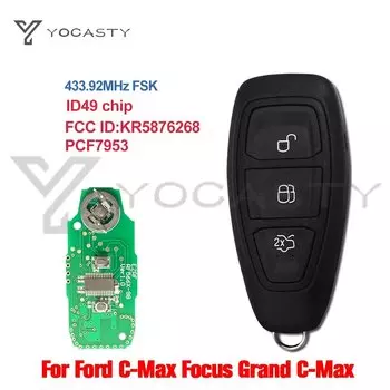 Yocпластика KR5876268, 3 кнопки, умный телефон 433 МГц ID49 PCF7953 для 2015 + Ford Grand C-Max Focus Kuga Fiesta