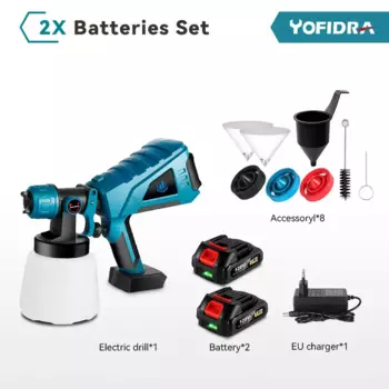 Yofidra Беспроводной электрический распылитель краски 1000 мл