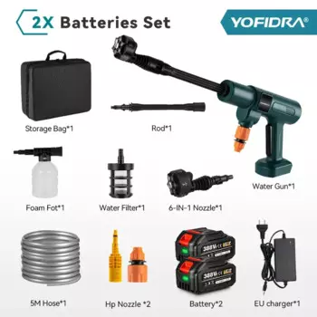 Yofidra бесщеточный электрический водяной пистолет 200 бар 6-в-1 для Makita 18В