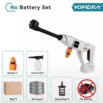 YOFIDRA 20500 об/мин, 100 бар, электрическая мойка высокого давления, 6IN1, водяной пистолет для мойки автомобилей, садовый пистолет-распылитель для батареи 21 В 18 В