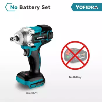 Yofidra 588N.m Бесщеточный электрический ударный гайковерт 1/2 "Беспроводной переменный эффективный электроинструмент для батареи 21 В 18 В