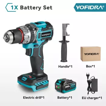 YOFIDRA 700 Нм 13 мм Бесщеточная электрическая дрель-отвертка 20 + 3 крутящего момента Беспроводной электроинструмент для разбивания льда для батареи 18 В-21 В