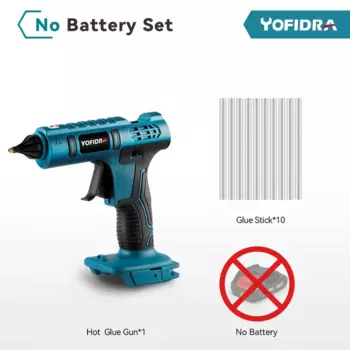 Yofidra Электрический пистолет для термоплавкого клея для аккумулятора 18 В Беспроводной электрический клеевой пистолет 11 мм Клеевая палочка Сварка термоплавкого воздуха