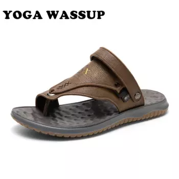 YOGA WASSUP-мужские летние сандалии из натуральной кожи, повседневная и дышащая, удобная обувь, пляжные тапочки