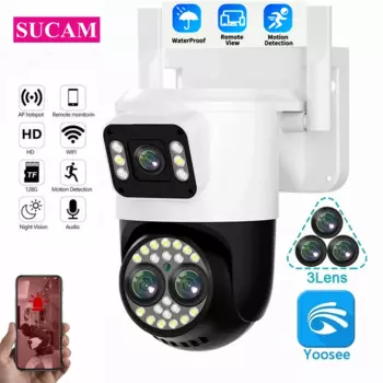 Yoosee 4MP PTZ WIFI камера 10X Zoom двойной экран Threee объектив AI отслеживание человека уличная безопасность наблюдение Смарт беспроводные камеры