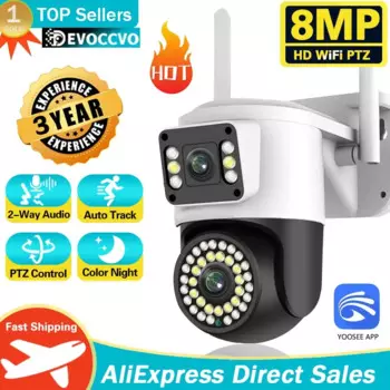 YOOSEE Wifi 8MP 4K наружные IP-камеры видеонаблюдения с двумя объективами