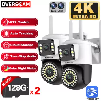 YOOSEE Wifi 8MP 4K наружные IP-камеры видеонаблюдения с двойным объективом