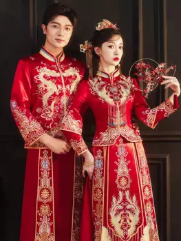 Yourqipao 2023 китайское традиционное свадебное платье для женщин древнее Xiuhe Hanfu Custumes дракон феникс комплект платья свадебное платье