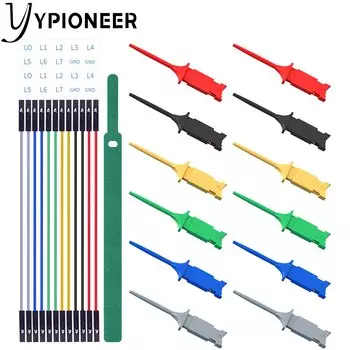 YPioneer P1513D Mini Grabber SMD IC тестовый зажим с силиконовой перемычкой набор тестовых проводов для логического анализатора 6 цветов