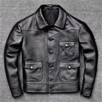 YR! Оптовая продажа. Новая Черная куртка из воловьей кожи. Мужская облегающая тонкая куртка из натуральной кожи. Женская одежда