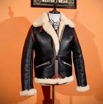 YR!Оптовая продажа. Шерстяная ткань толщиной 23 мм. Роскошная брендовая шуба из натурального меха.Классический бомбер B3 зимняя теплая кожаная куртка.Shearling.