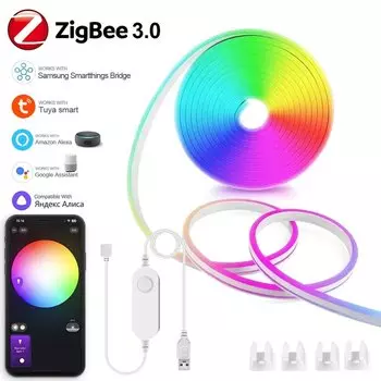USB Zigbee RGB неоновая светодиодная лента 1-5 м