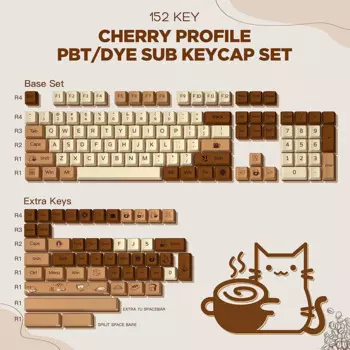 YUNZII Coffee Cat 152 полнокнопочный краситель Sub PBT пользовательский колпачок для клавиш с вытягивателем для Cherry Gateron MX Переключатель Механическая игровая клавиатура