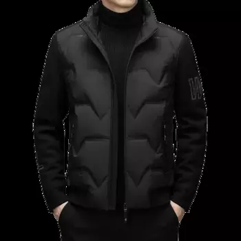 YWinter 2024, легкая пуховая куртка, искусственный двухкомпонентный жилет из серого утиного пуха, вязаный рукав, повседневное короткое пальто с воротником-стойкой, мужской жилет