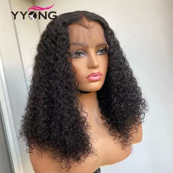 YYong 250% короткие кудрявые волосы, 4x4 13x4 13x6, парик из человеческих волос, бразильские волосы, прозрачные парики, предварительно выщипанные парики