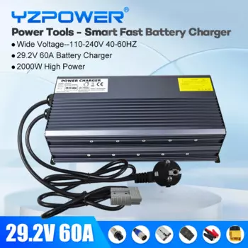 YZPOWER, высокая мощность, 29,2 В, 60 А, зарядное устройство для литиевых батарей, адаптер питания для литиевых батарей, высокоэффективный Универсальный зарядный электроинструмент