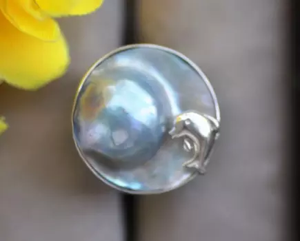 Z11033 настоящий 23 мм серый Южно-морской медный жемчуг 925 Серебряное кольцо DOIPHIN