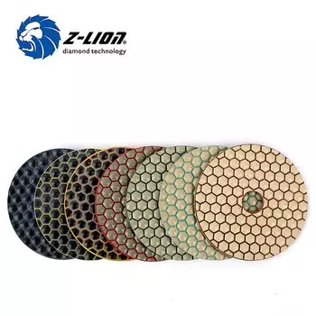 Z-LION 4 "Алмазные полировальные колодки 7 шт./компл. для полировки камня, тонкий гибкий полимерный гранитный шлифовальный диск