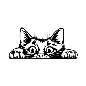 Забавная виниловая наклейка с выглядывающим кошачьим лицом, наклейка на окно автомобиля, дверь, бампер, наклейки, милые кошки, силуэт, виниловая наклейка для ноутбука, декоративная