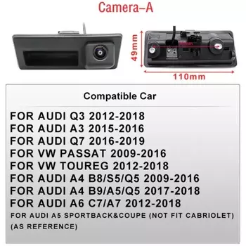 Задняя камера для Volkswagen Audi A1 A3 A4 A5 A6 A7 Q2 Q3 Q5 Q7 S3 S4 S5