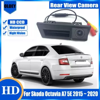 Задняя камера HD для Skoda Octavia A7 5E 2015 ~ 2020 Superb MK3 2015 ~ 2017, камера с ручкой багажника, резервная парковочная камера заднего вида